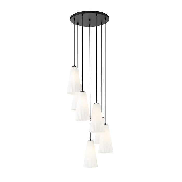 Z-Lite Farrell 7 Light 14" Chandelier, Matte Black/White - 3043P7-7R-MB