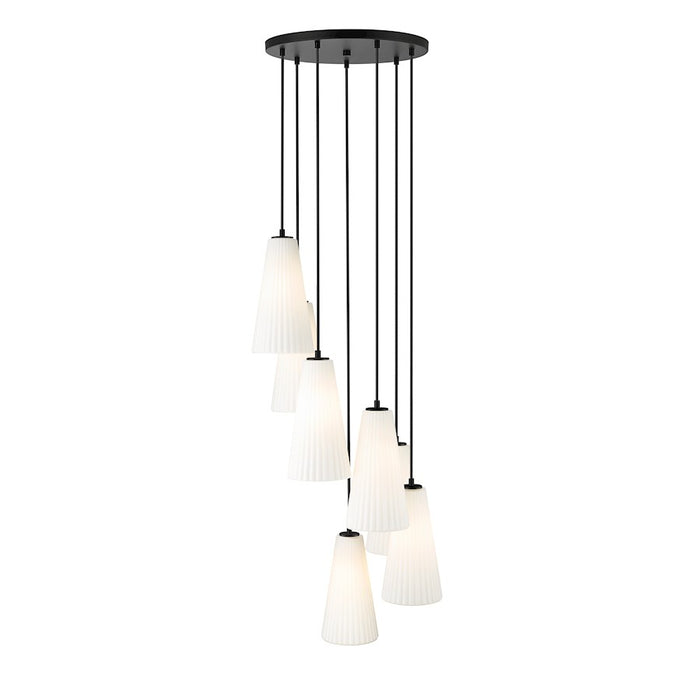 Z-Lite Farrell 7 Light 14" Chandelier, Matte Black/White