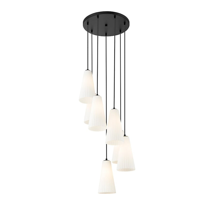 Z-Lite Farrell 7 Light 14" Chandelier, Matte Black/White