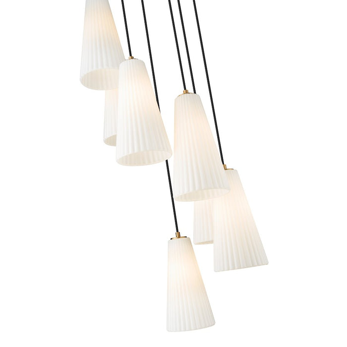 Z-Lite Farrell 7 Light 14" Chandelier, Modern Gold/White