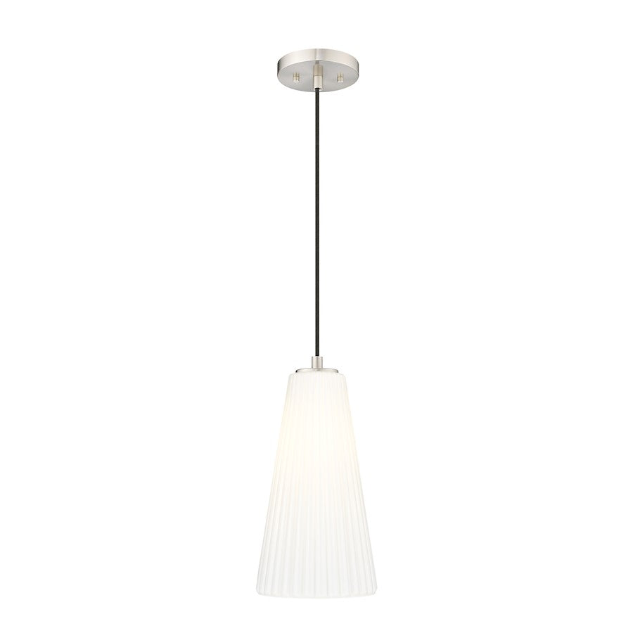 Z-Lite Farrell 1 Light 7.25" Pendant, Brushed Nickel/White - 3043P7-BN