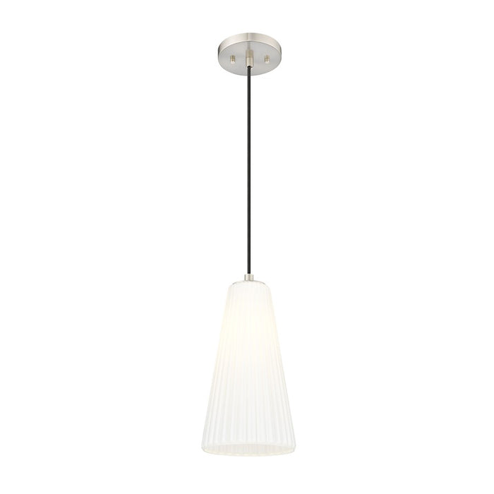 Z-Lite Farrell 1 Light 7.25" Pendant, Brushed Nickel/White