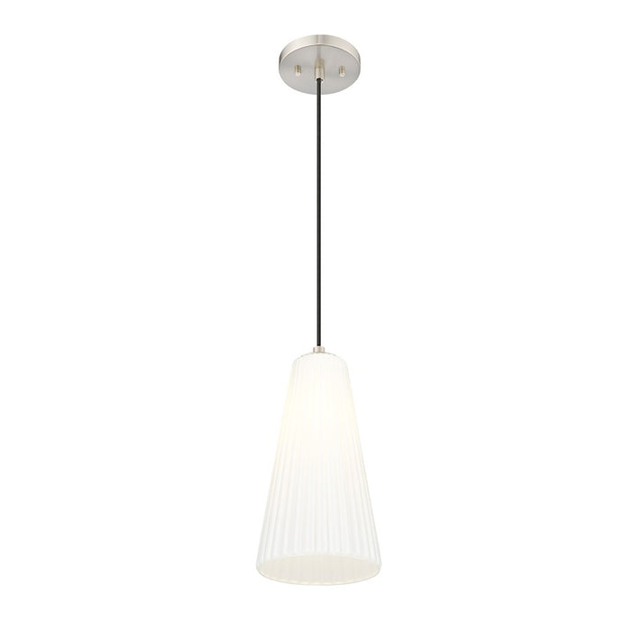 Z-Lite Farrell 1 Light 7.25" Pendant, Brushed Nickel/White