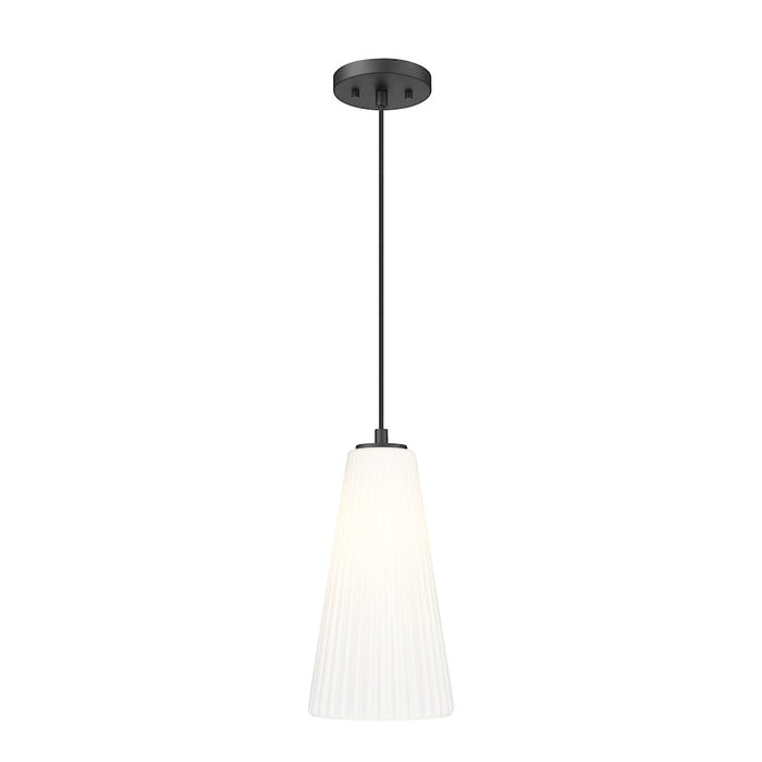 Z-Lite Farrell 1 Light 7.25" Pendant, Matte Black/White - 3043P7-MB