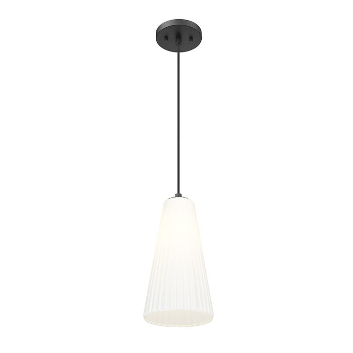 Z-Lite Farrell 1 Light 7.25" Pendant, Matte Black/White