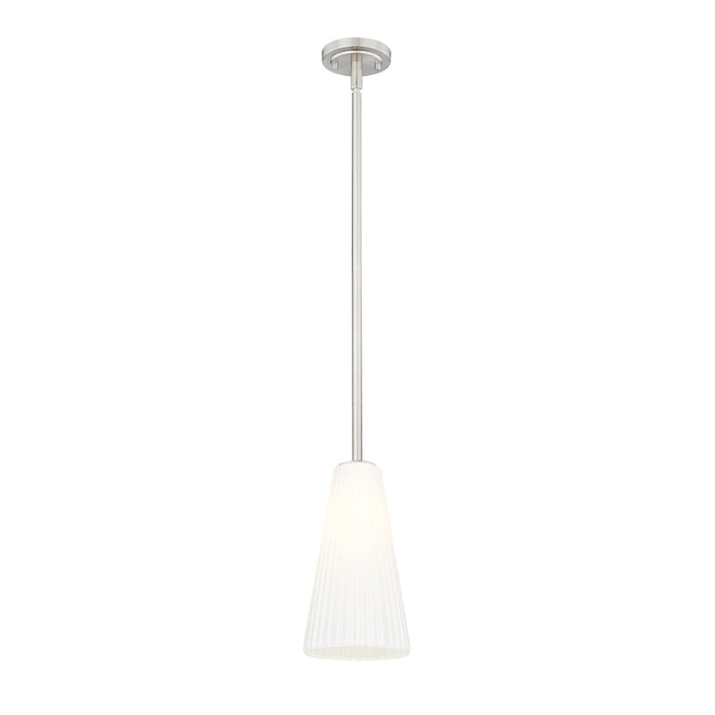 Z-Lite Farrell 1 Light 7.25" Pendant/Rod, Brushed Nickel/White