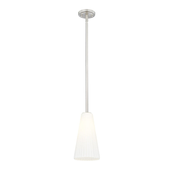 Z-Lite Farrell 1 Light 7.25" Pendant/Rod, Brushed Nickel/White