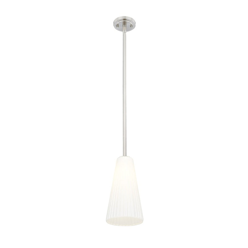Z-Lite Farrell 1 Light 7.25" Pendant/Rod, Brushed Nickel/White