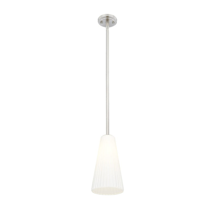 Z-Lite Farrell 1 Light 7.25" Pendant/Rod, Brushed Nickel/White