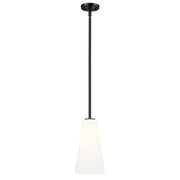 Z-Lite Farrell 1 Light 7.25" Pendant/Rod, Matte Black/White - 3043P7-ROD-MB