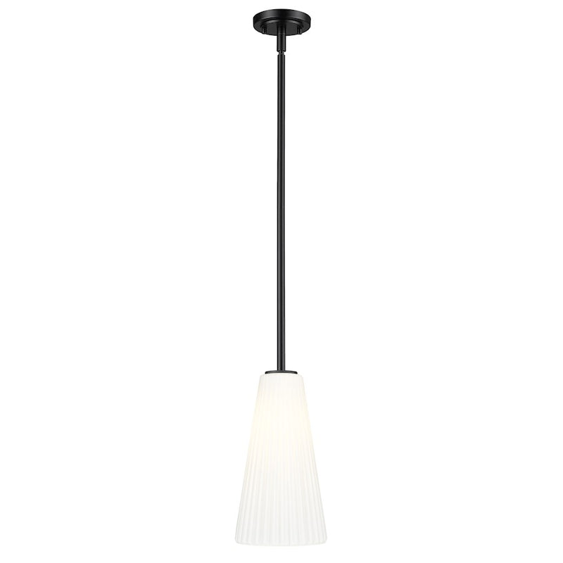 Z-Lite Farrell 1 Light 7.25" Pendant/Rod, Matte Black/White - 3043P7-ROD-MB