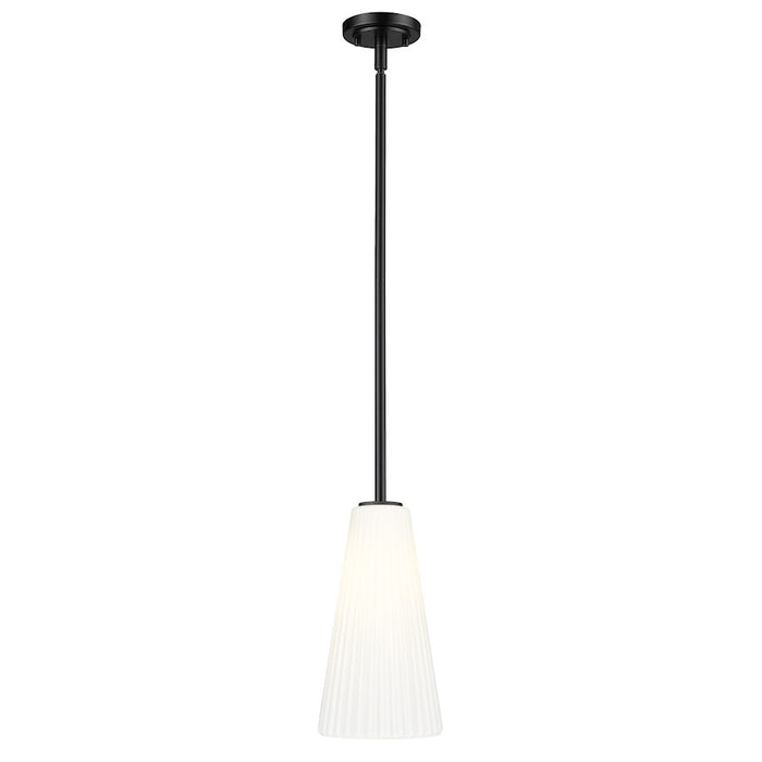 Z-Lite Farrell 1 Light 7.25" Pendant/Rod, Matte Black/White - 3043P7-ROD-MB