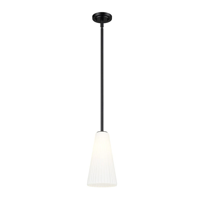 Z-Lite Farrell 1 Light 7.25" Pendant/Rod, Matte Black/White