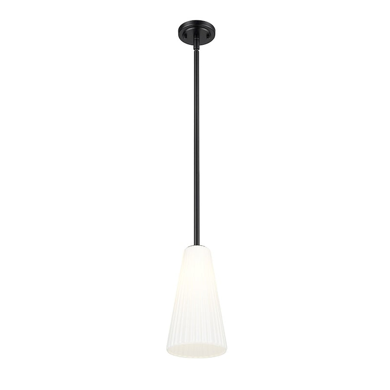 Z-Lite Farrell 1 Light 7.25" Pendant/Rod, Matte Black/White