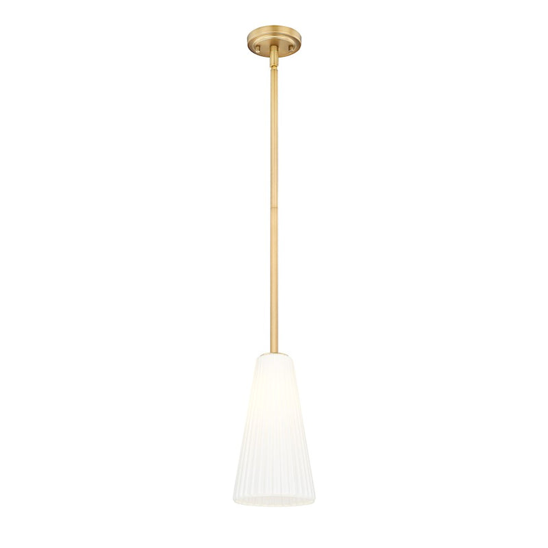 Z-Lite Farrell 1 Light 7.25" Pendant/Rod, Modern Gold/White