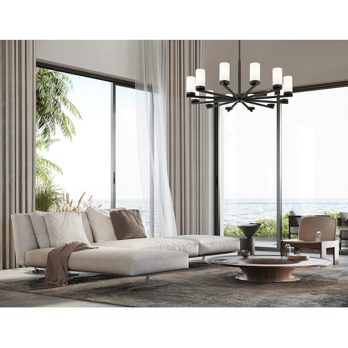 Z-Lite Danica 12 Light 39" Chandelier, Matte Black/White