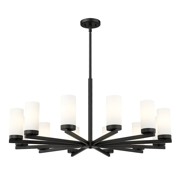 Z-Lite Danica 12 Light 39" Chandelier, Matte Black/White