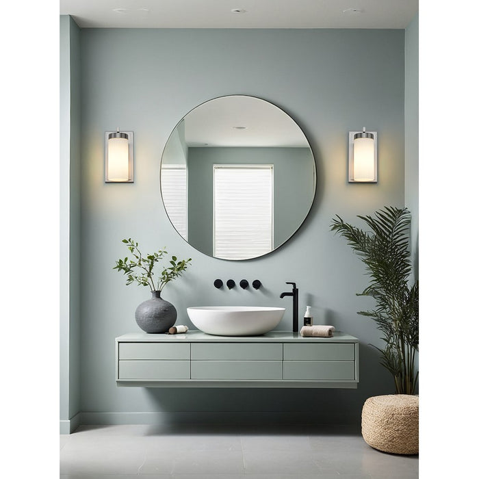 Z-Lite Danica 1 Light Wall Sconce, Brushed Nickel/White