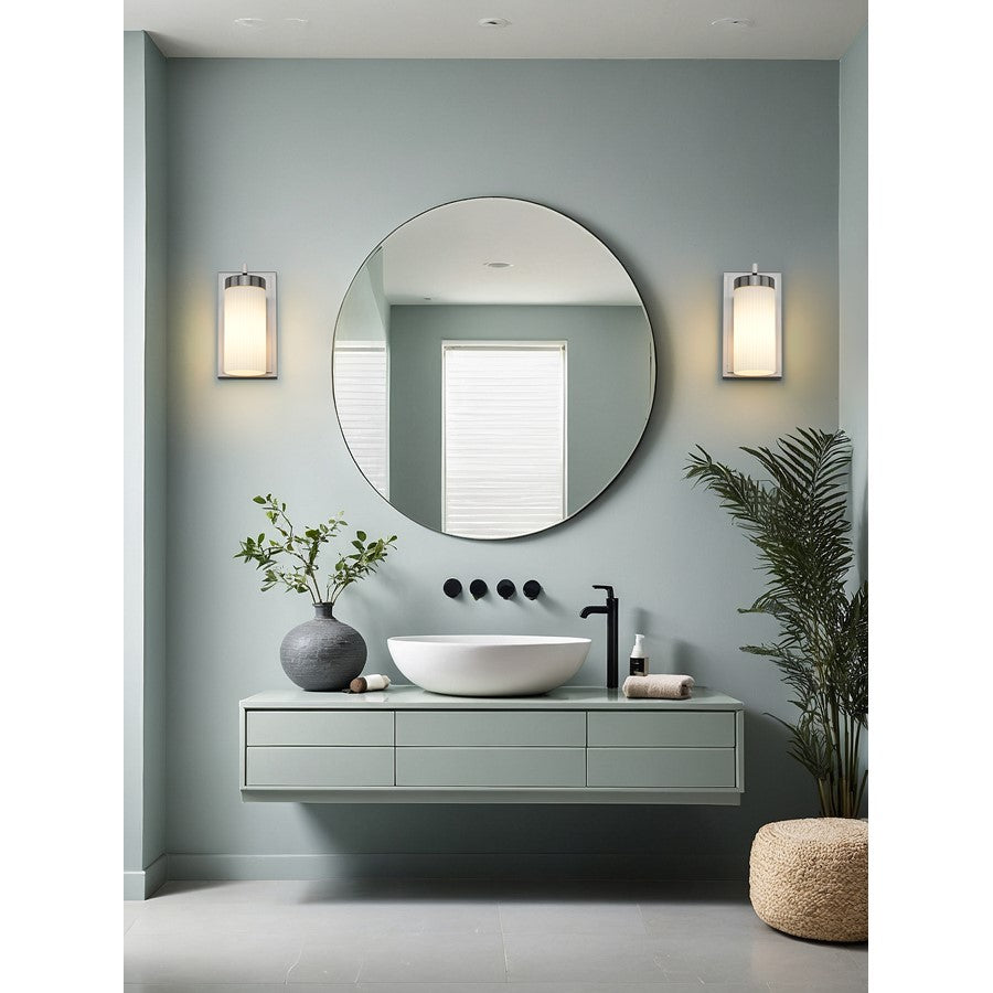 Z-Lite Danica 1 Light Wall Sconce, Brushed Nickel/White