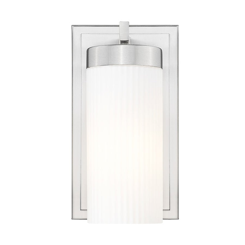 Z-Lite Danica 1 Light Wall Sconce, Brushed Nickel/White