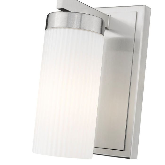 Z-Lite Danica 1 Light Wall Sconce, Brushed Nickel/White