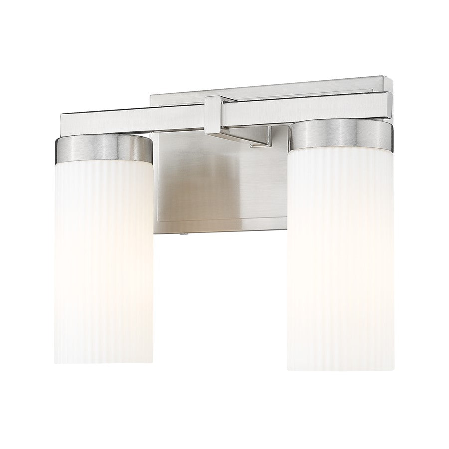 Z-Lite Danica 2 Light Vanity, Brushed Nickel/White - 3044-2V-BN