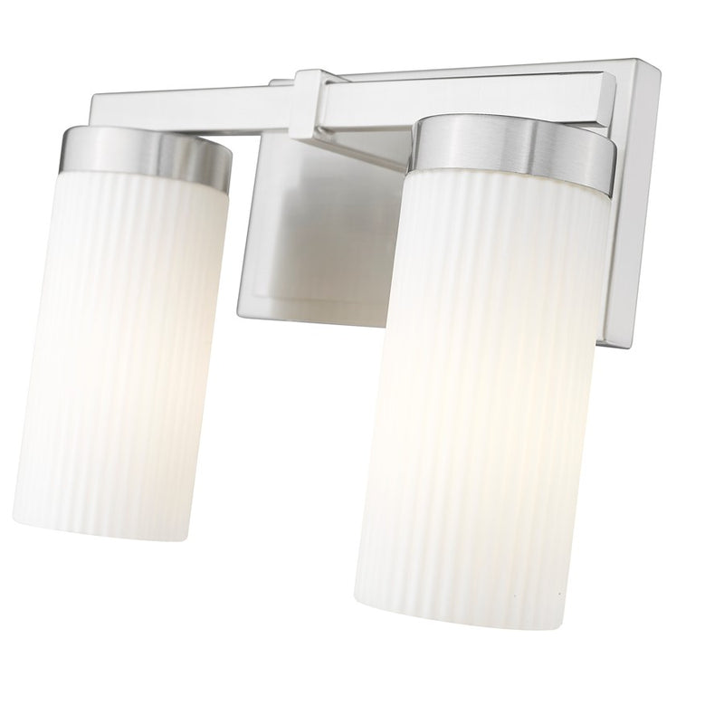 Z-Lite Danica 2 Light Vanity, Brushed Nickel/White