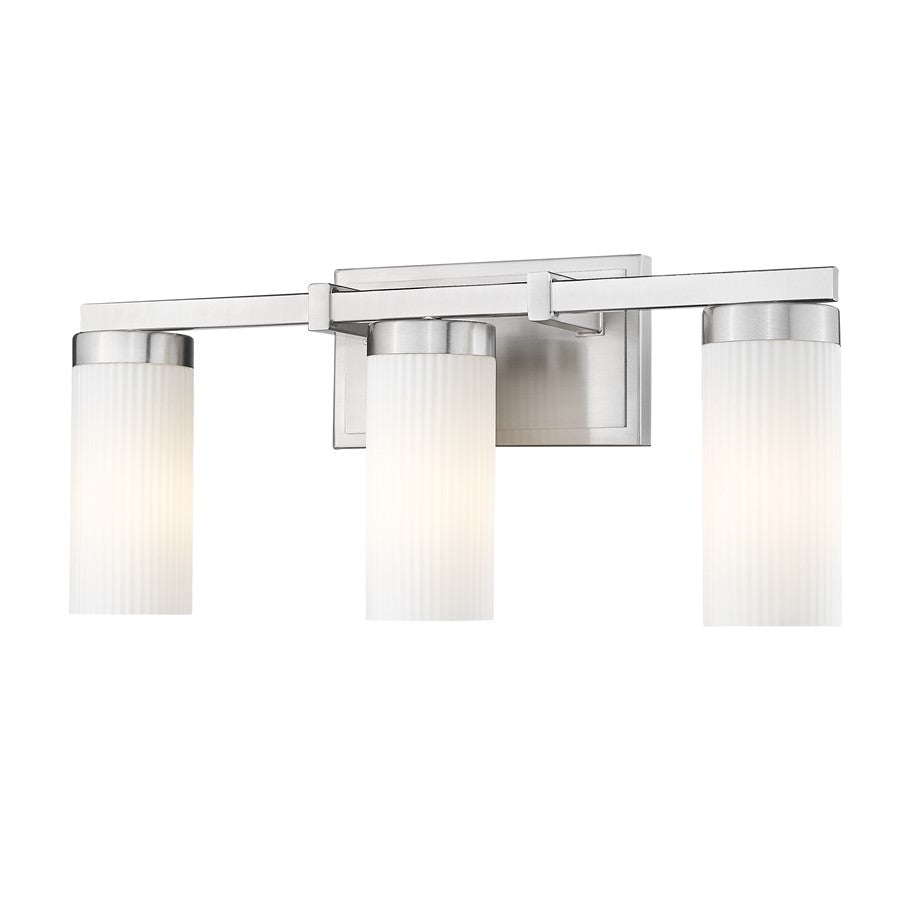 Z-Lite Danica 3 Light Vanity, Brushed Nickel/White - 3044-3V-BN