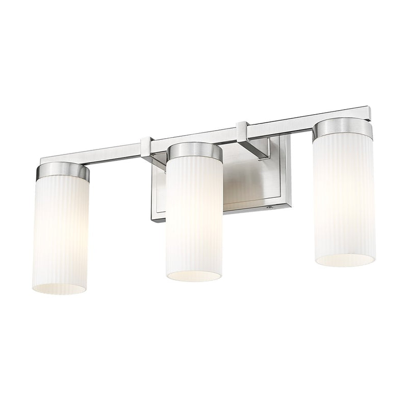 Z-Lite Danica 3 Light Vanity, Brushed Nickel/White