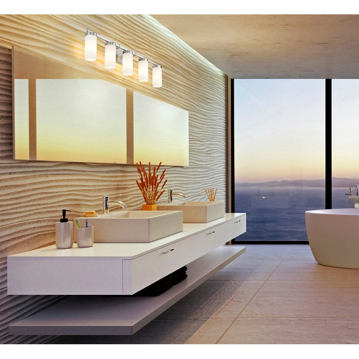 Z-Lite Danica 5 Light Vanity, Brushed Nickel/White