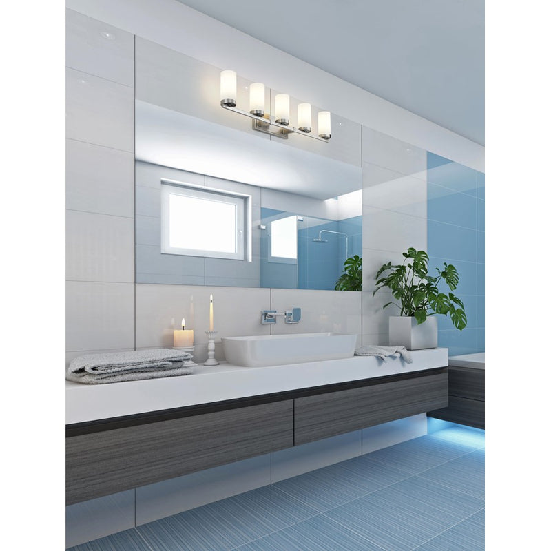 Z-Lite Danica 5 Light Vanity, Brushed Nickel/White