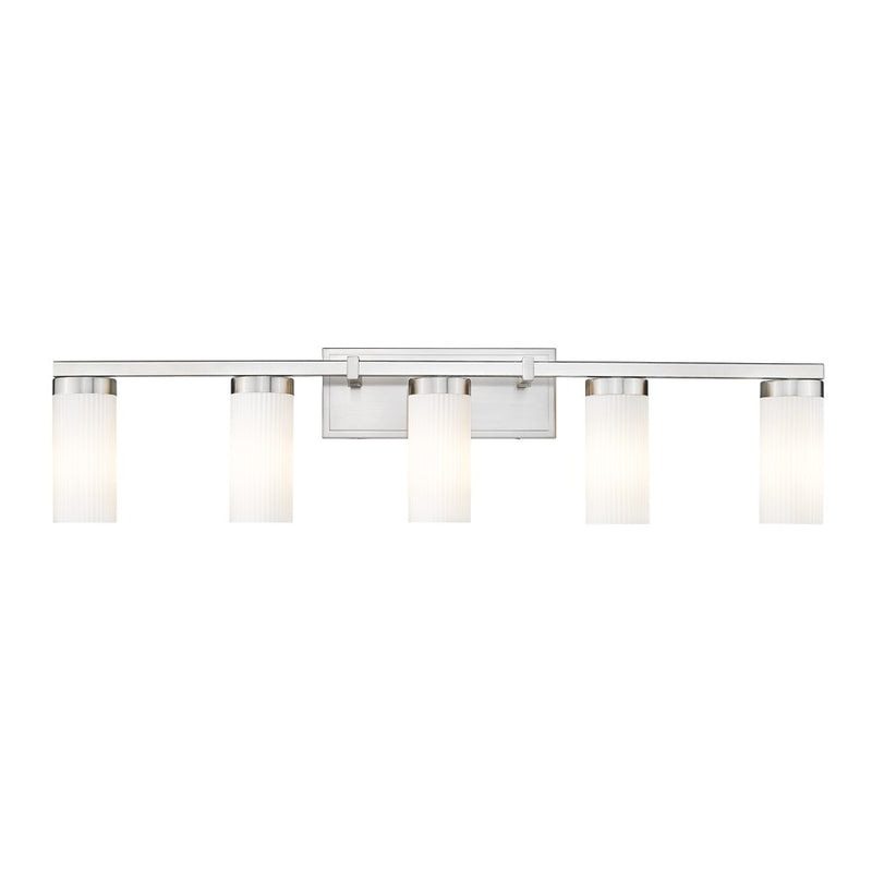 Z-Lite Danica 5 Light Vanity, Brushed Nickel/White