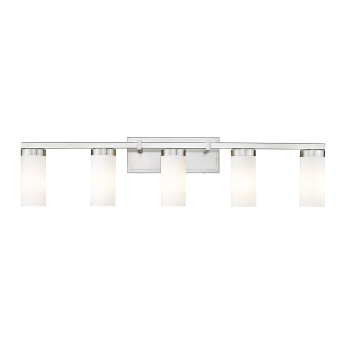 Z-Lite Danica 5 Light Vanity, Brushed Nickel/White