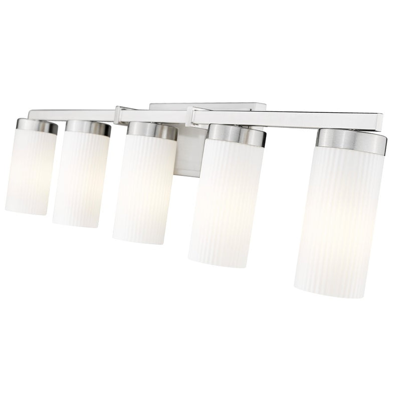 Z-Lite Danica 5 Light Vanity, Brushed Nickel/White