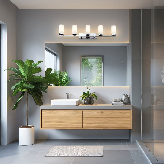 Z-Lite Danica 5 Light Vanity, Chrome/White