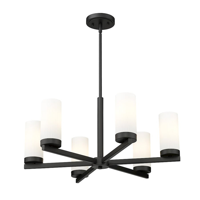 Z-Lite Danica 6 Light 26" Chandelier, Matte Black/White