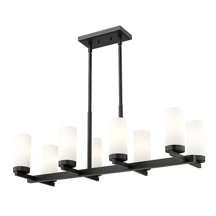 Z-Lite Danica 8 Light 12" Linear Chandelier, Matte Black/White