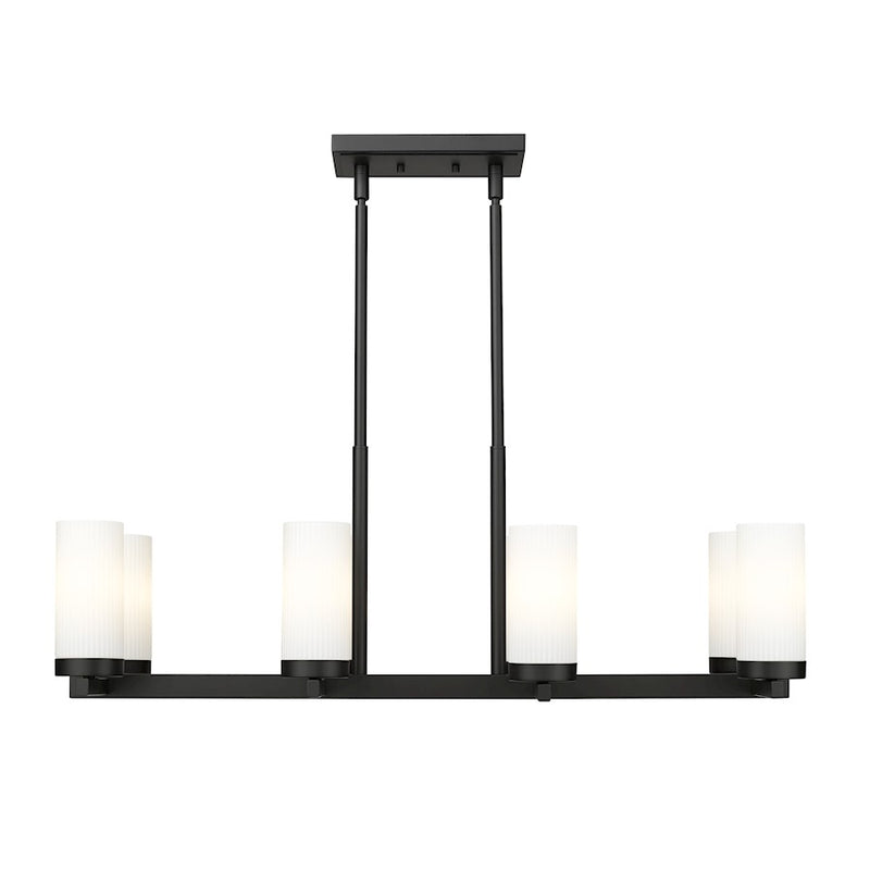 Z-Lite Danica 8 Light 12" Linear Chandelier, Matte Black/White