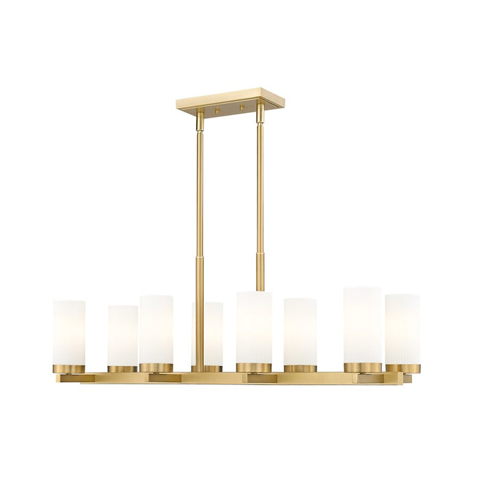 Z-Lite Danica 8 Light 12" Linear Chandelier, Modern Gold/White - 3044-8L-MGLD