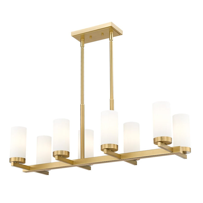 Z-Lite Danica 8 Light 12" Linear Chandelier, Modern Gold/White