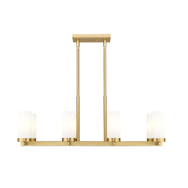Z-Lite Danica 8 Light 12" Linear Chandelier, Modern Gold/White