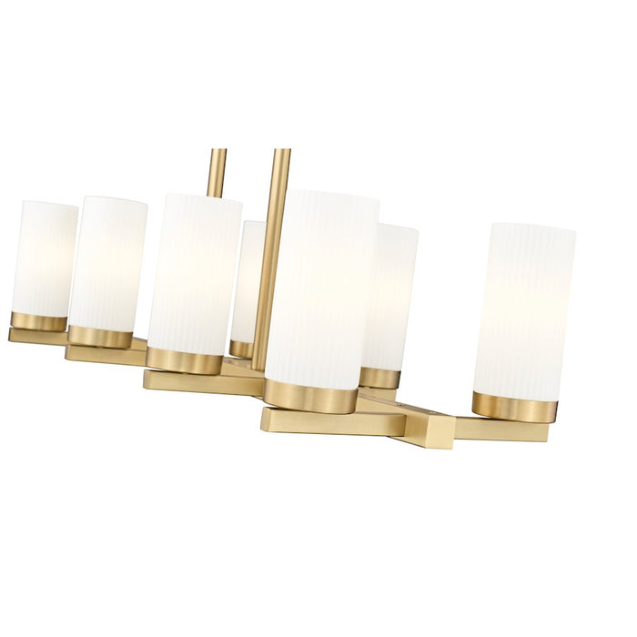 Z-Lite Danica 8 Light 12" Linear Chandelier, Modern Gold/White