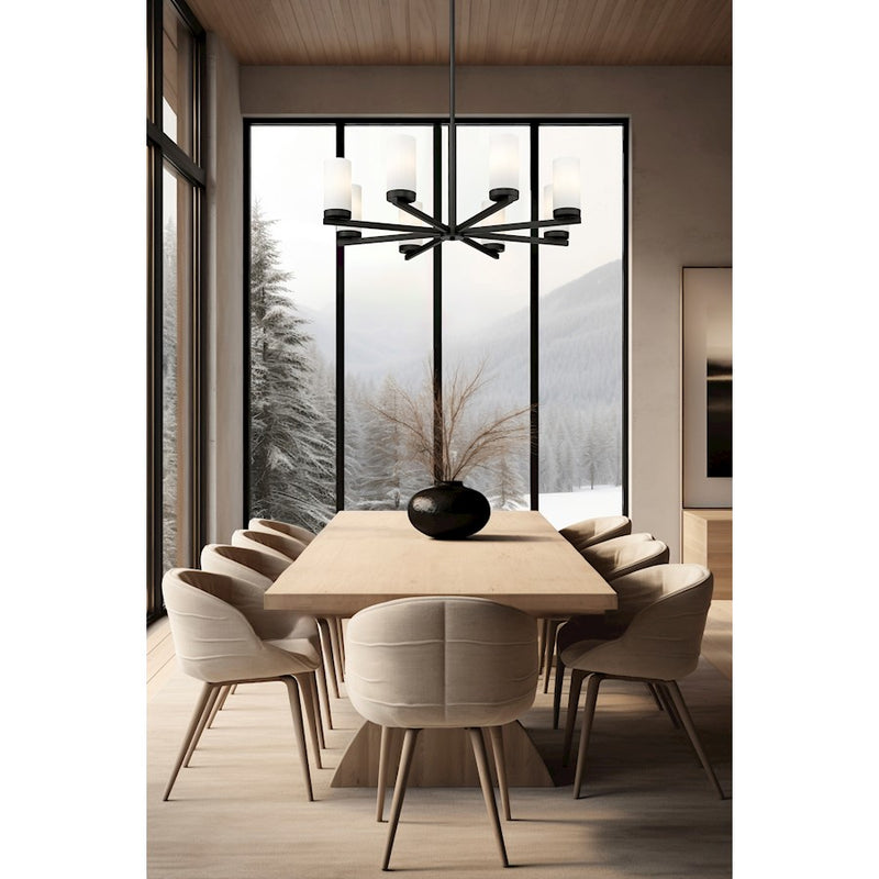 Z-Lite Danica 8 Light 31.5" Chandelier, Matte Black/White