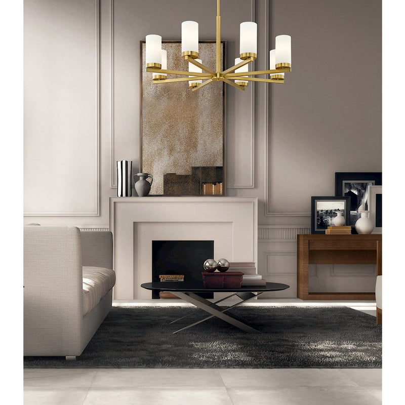 Z-Lite Danica 8 Light 31.5" Chandelier, Modern Gold/White