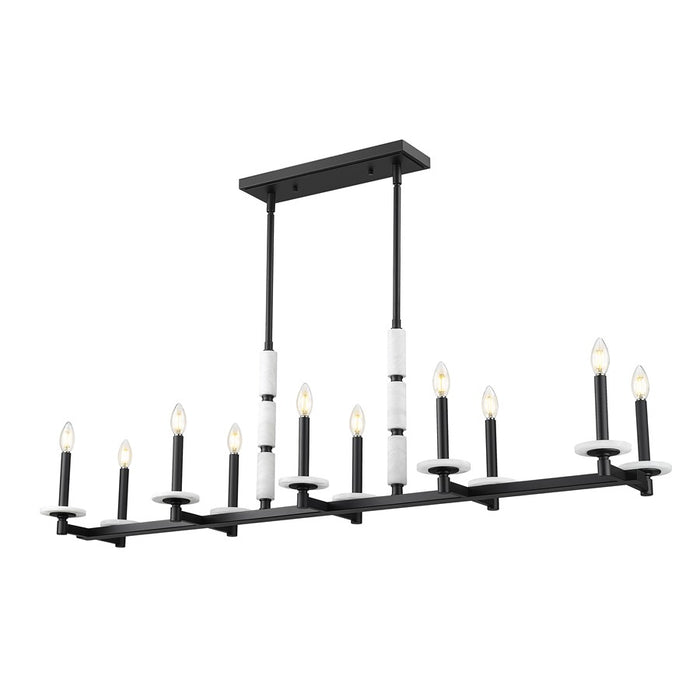 Z-Lite Kaden 10 Light Linear Chandelier, Matte Black/Alabaster - 3045-10L-MB