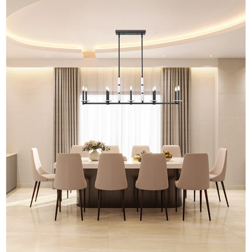 Z-Lite Kaden 10 Light Linear Chandelier, Matte Black/Alabaster