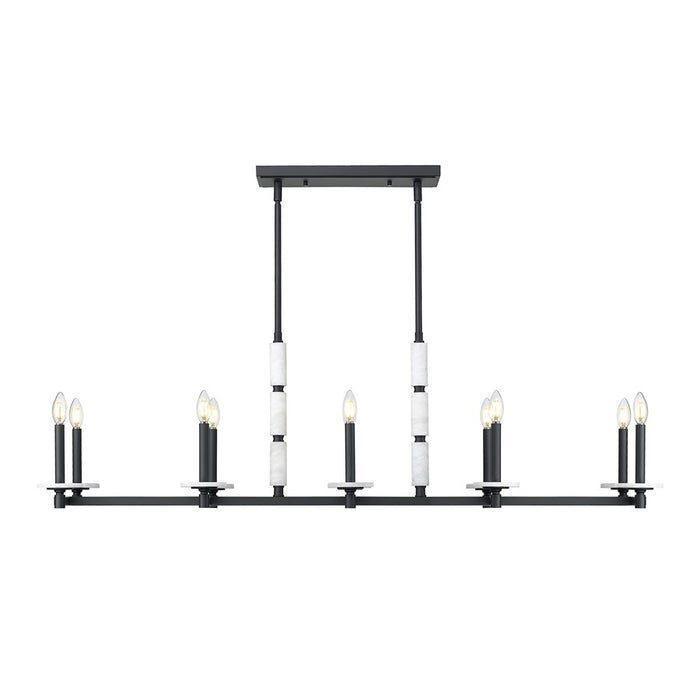 Z-Lite Kaden 10 Light Linear Chandelier, Matte Black/Alabaster