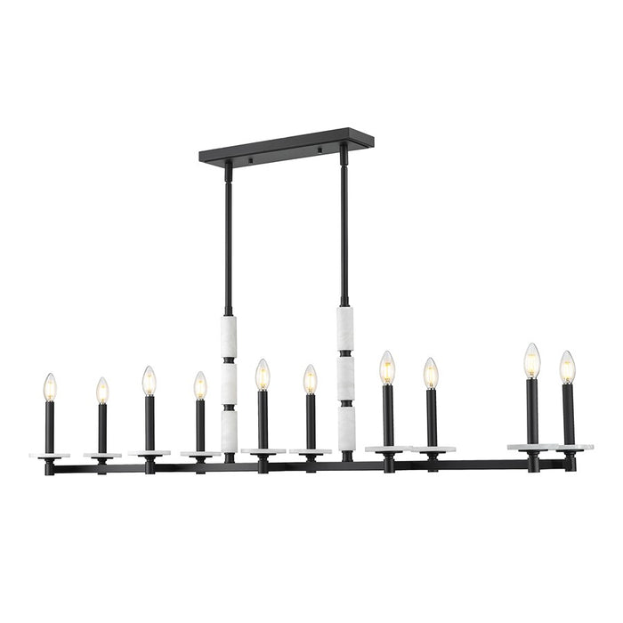 Z-Lite Kaden 10 Light Linear Chandelier, Matte Black/Alabaster