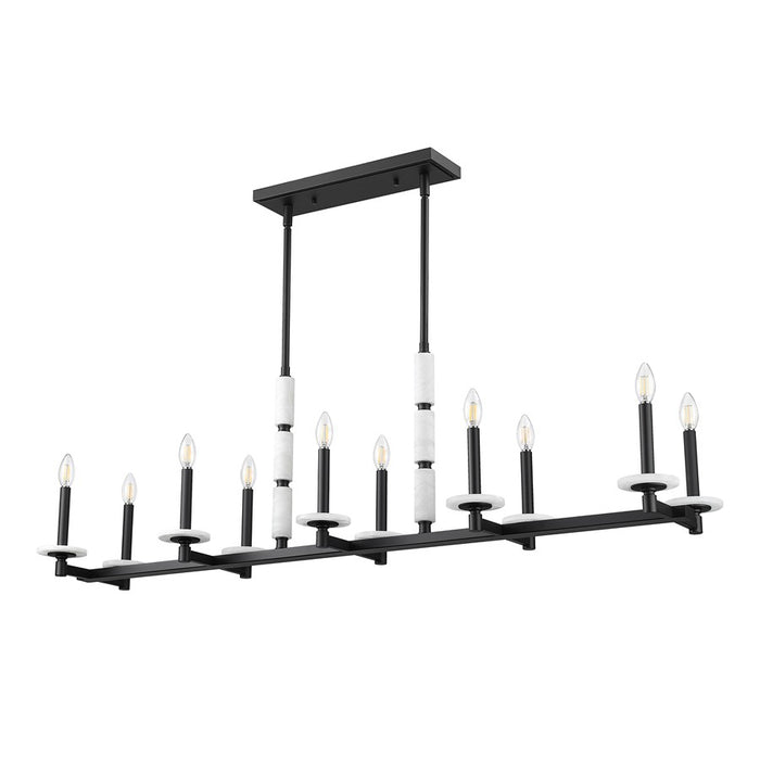 Z-Lite Kaden 10 Light Linear Chandelier, Matte Black/Alabaster