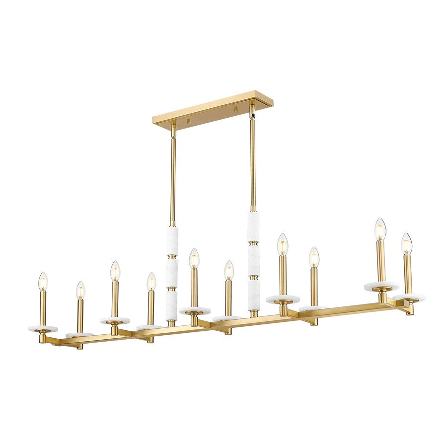 Z-Lite Kaden 10 Light Linear Chandelier, Modern Gold/Alabaster - 3045-10L-MGLD